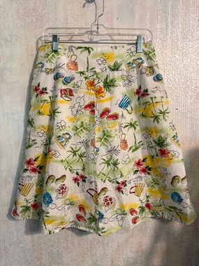 Christopher & Banks Tropical Print A-Line Skirt - Multicolor- Beach Theme Sz 6